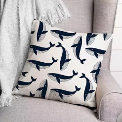 Kirklands Home Navy Whale Outdoor Pillow Clearance