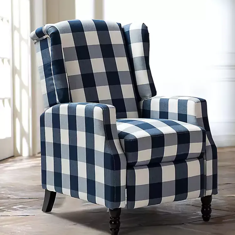 Kirklands Home Navy Windowpane Plaid Recliner Online