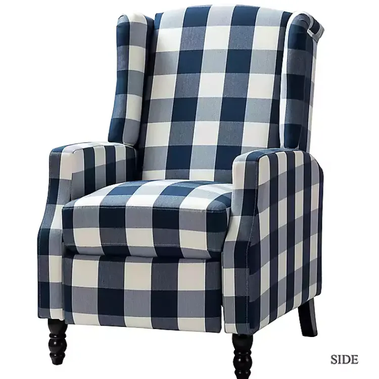 Kirklands Home Navy Windowpane Plaid Recliner Online