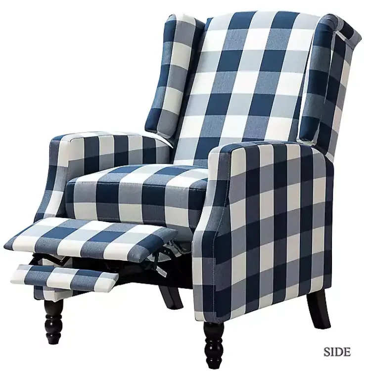 Kirklands Home Navy Windowpane Plaid Recliner Online