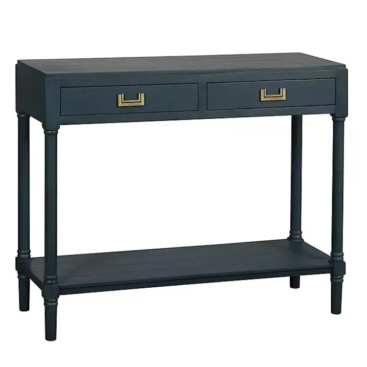 Kirklands Home Navy Wood 2-Drawer Layla Console Table Blue Sale