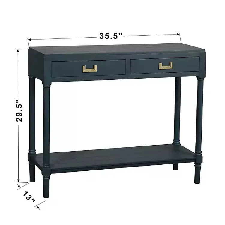 Kirklands Home Navy Wood 2-Drawer Layla Console Table Blue Sale