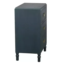 Kirklands Home Navy Wood 3-Drawer Layla Nightstand Blue Hot