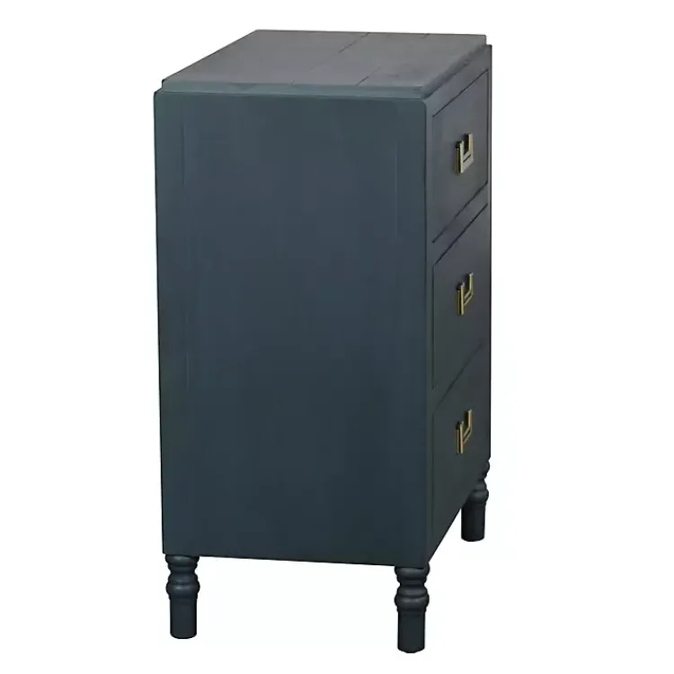 Kirklands Home Navy Wood 3-Drawer Layla Nightstand Blue Hot