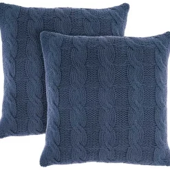Pillows>Kirklands Home Navy Woven Cable Knit Pillow, Set of 2 Blue