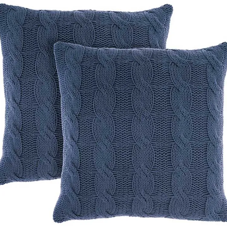 Pillows>Kirklands Home Navy Woven Cable Knit Pillow, Set of 2 Blue