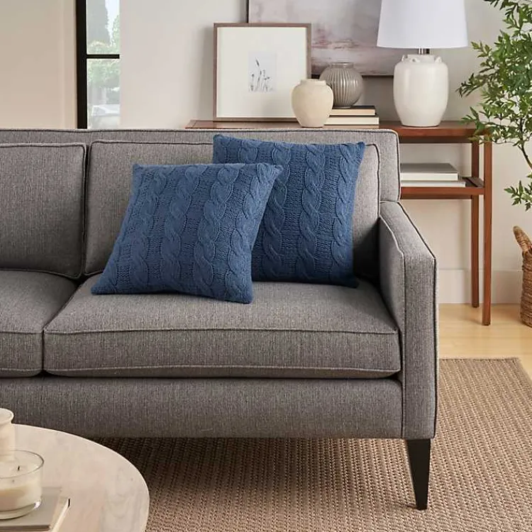 Pillows>Kirklands Home Navy Woven Cable Knit Pillow, Set of 2 Blue