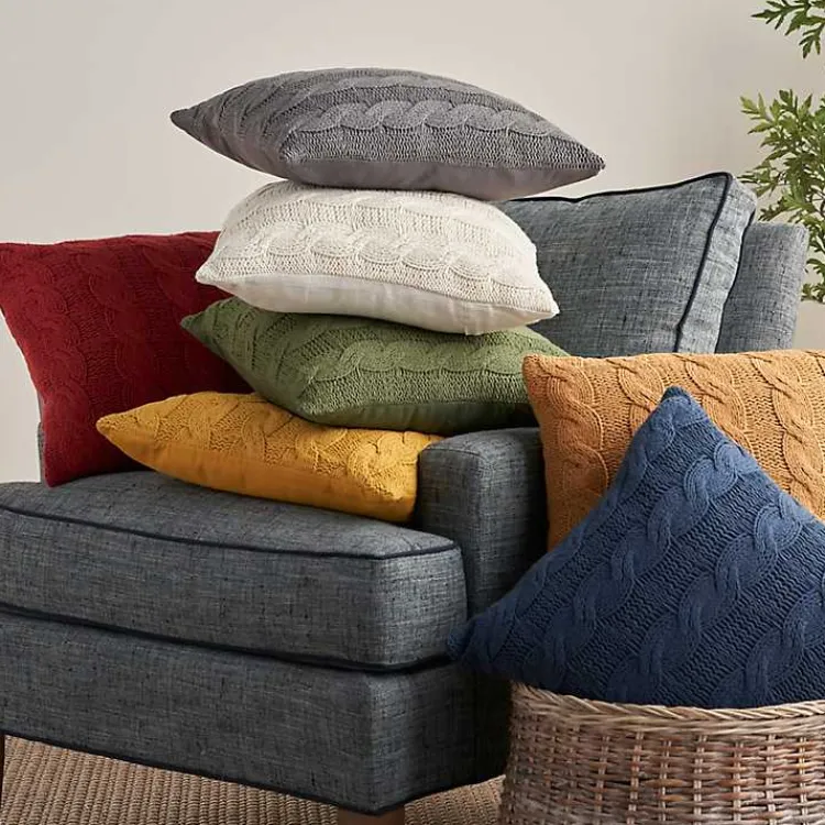 Pillows>Kirklands Home Navy Woven Cable Knit Pillow, Set of 2 Blue