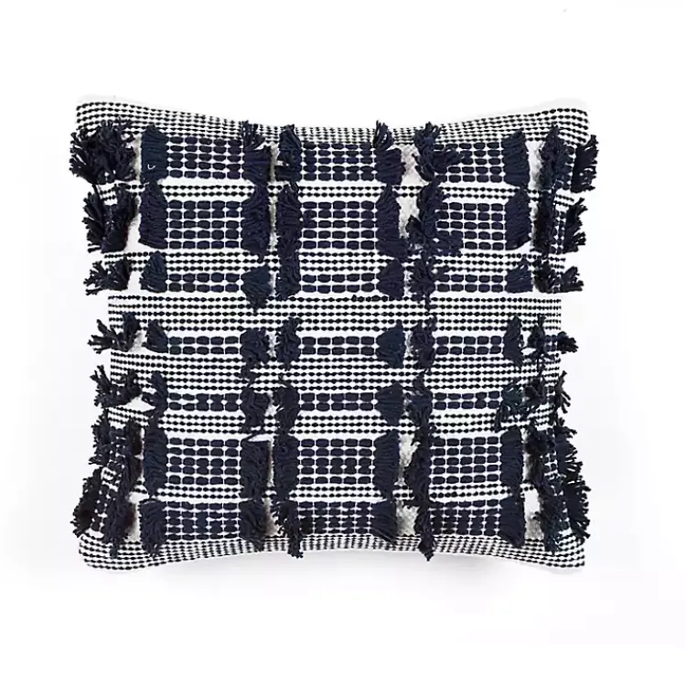 Pillows>Kirklands Home Navy Woven Frill Pillow Blue