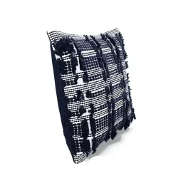 Pillows>Kirklands Home Navy Woven Frill Pillow Blue