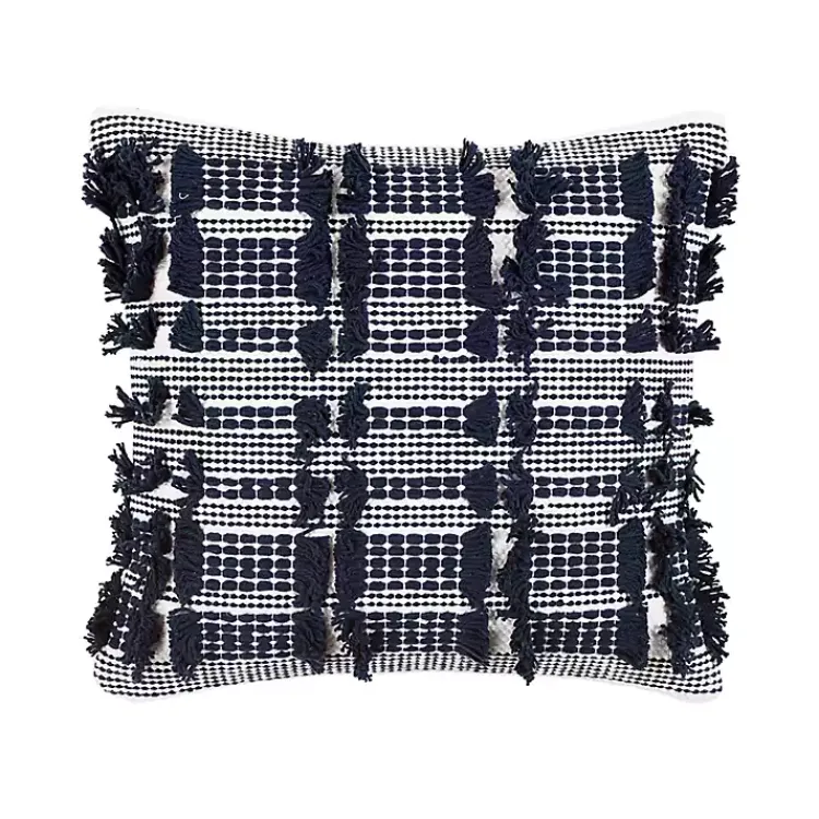 Pillows>Kirklands Home Navy Woven Frill Pillow Blue