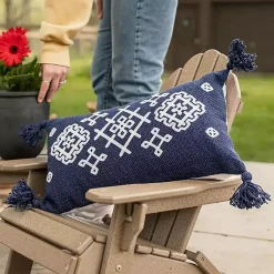 Pillows>Kirklands Home Navy Woven Geo Diamond Indoor/Outdoor Pillow