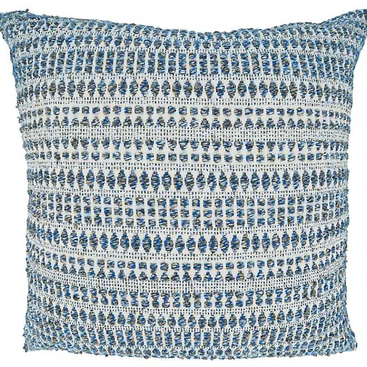 Pillows>Kirklands Home Navy Woven Lines Cotton Pillow, 22 in.