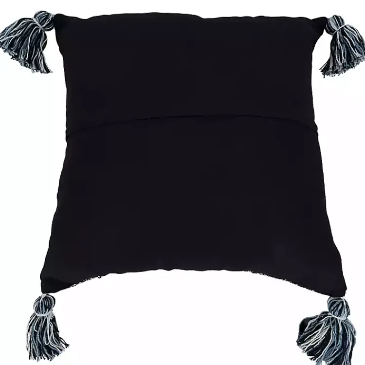 Pillows>Kirklands Home Navy Woven Texture Tassels Throw Pillow