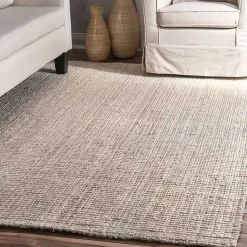Kirklands Home Neely Solid Jute Area Rug, 5x8 Tan Best