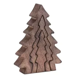 Christmas Decorations>Kirklands Home Nesting Pine Tree Figurines, Set of 3 Brown