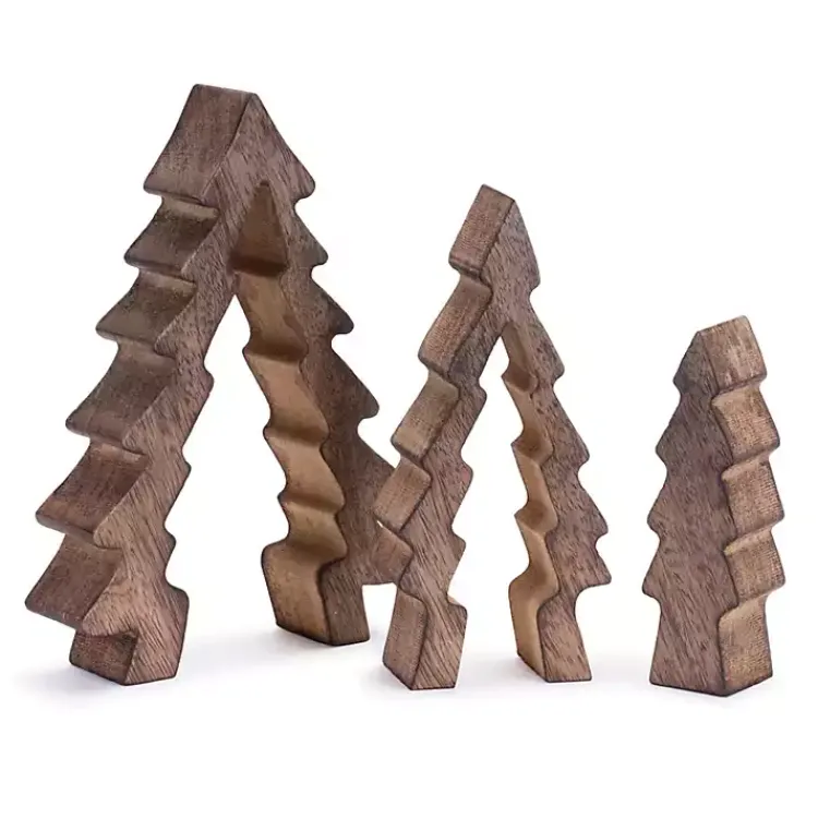 Christmas Decorations>Kirklands Home Nesting Pine Tree Figurines, Set of 3 Brown