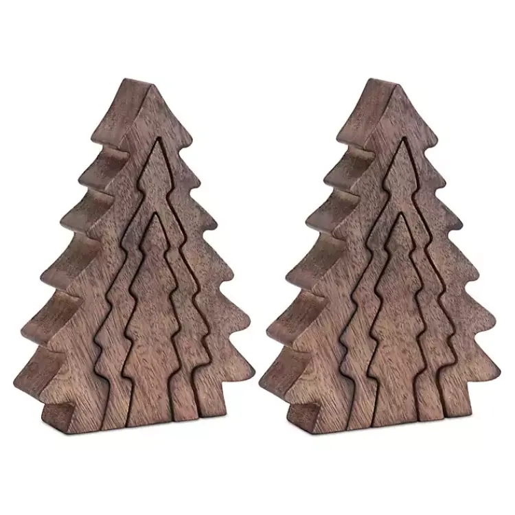 Christmas Decorations>Kirklands Home Nesting Pine Tree Figurines, Set of 3 Brown