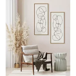 Kirklands Home Neutral Abstract Circles Framed Canvas Art Print Discount