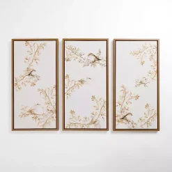 Kirklands Home Neutral Birds Framed Canvas Art Prints, Set of 3 Online