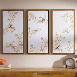 Kirklands Home Neutral Birds Framed Canvas Art Prints, Set of 3 Online