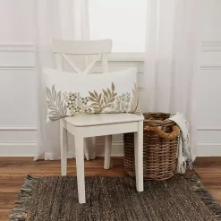 Pillows>Kirklands Home Neutral Blooms Hand Embroidered Lumbar Pillow