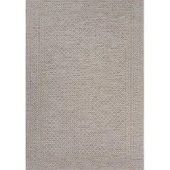 Kirklands Home Neutral Bordered Lattice Outdoor Area Rug, 5x7 Gray New