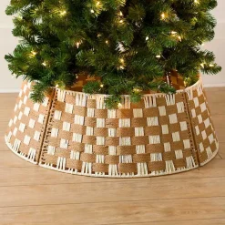Christmas Tree Skirts & Collars>Kirklands Home Neutral Checkered Christmas Tree Collar, 28 in.