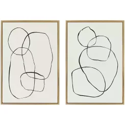Kirklands Home Neutral Circles Framed Canvas Art Prints, Set of 2 Clearance