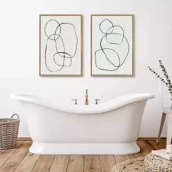 Kirklands Home Neutral Circles Framed Canvas Art Prints, Set of 2 Clearance