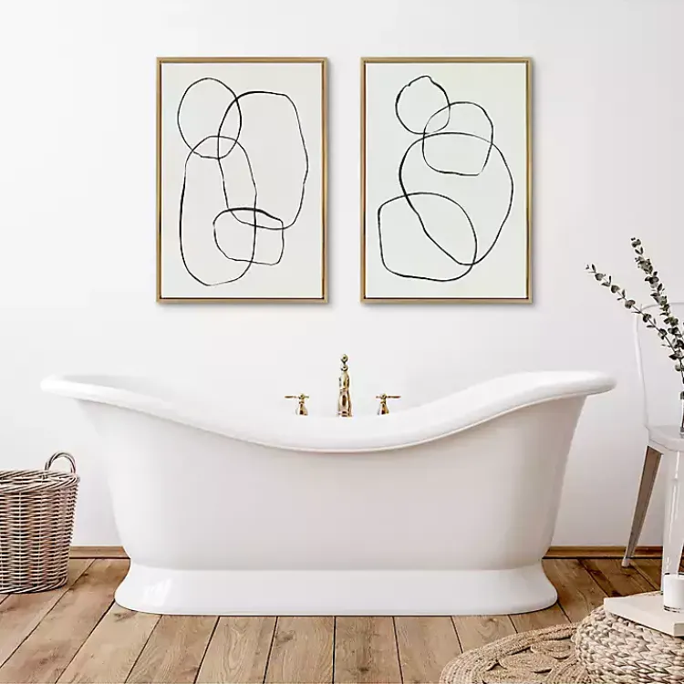 Kirklands Home Neutral Circles Framed Canvas Art Prints, Set of 2 Clearance
