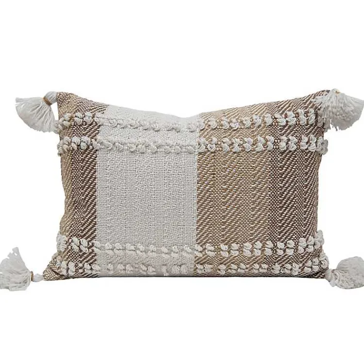 Kirklands Home Neutral Colorblock Outdoor Lumbar Pillow