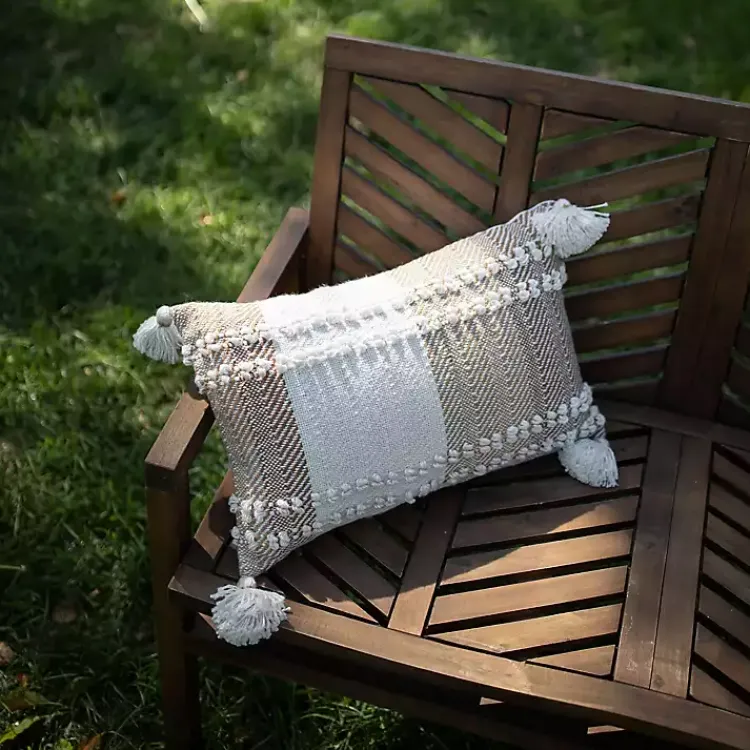 Kirklands Home Neutral Colorblock Outdoor Lumbar Pillow