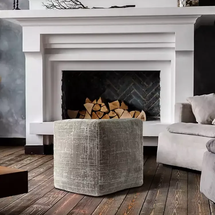Poufs & Floor Cushions>Kirklands Home Neutral Distressed Geo Ultra-Soft Pouf