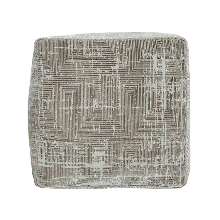 Poufs & Floor Cushions>Kirklands Home Neutral Distressed Geo Ultra-Soft Pouf