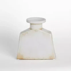 Vases>Kirklands Home Neutral Distressed Pentagon Vase, 6 in. White