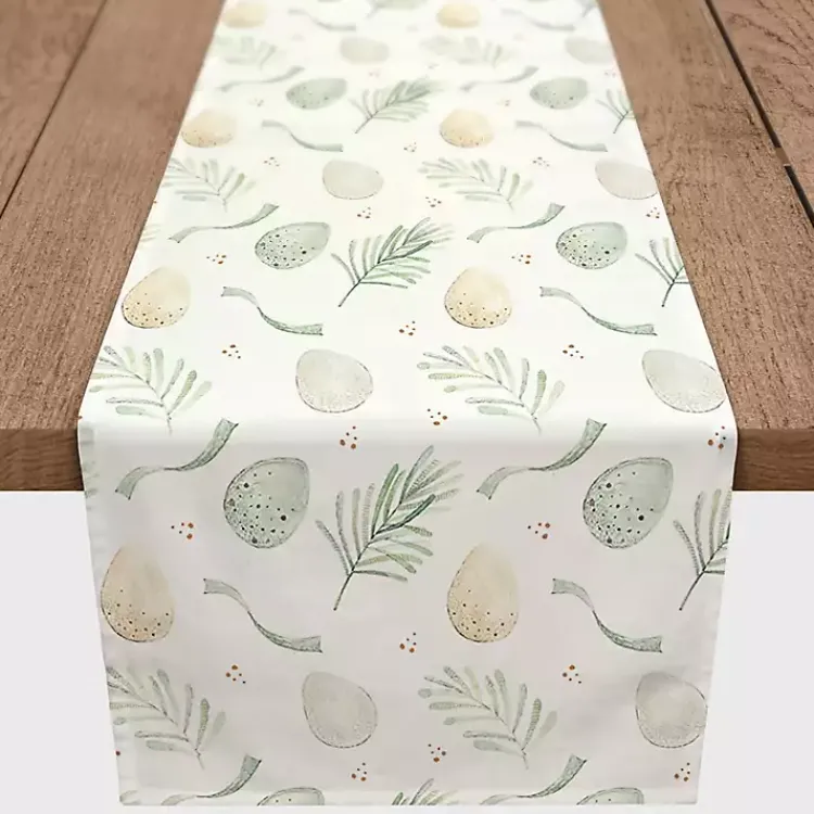 Easter Decorations>Kirklands Home Neutral Eggs and Ribbon Table Runner, 72 in.