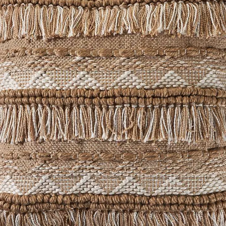 Pillows>Kirklands Home Neutral Embroidered Fringe Accent Pillow Brown