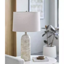 Kirklands Home Neutral Faux Stone Vella Table Lamp Tan New