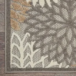 Kirklands Home Neutral Floral Burst Outdoor Area Rug, 5x7 Clearance