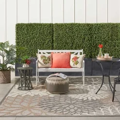 Kirklands Home Neutral Floral Burst Outdoor Area Rug, 7x10
