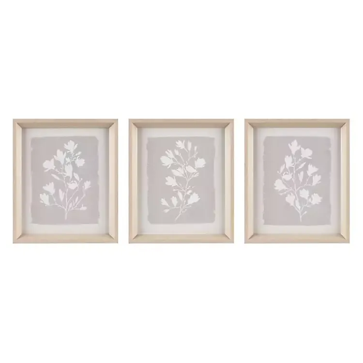 Kirklands Home Neutral Floral Sprigs 3-pc. Framed Art Set Online