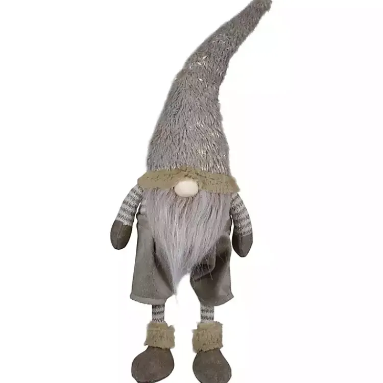 Christmas Decorations>Kirklands Home Neutral Fur Striped Standing Gnome Gray