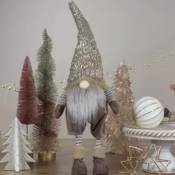 Christmas Decorations>Kirklands Home Neutral Fur Striped Standing Gnome Gray