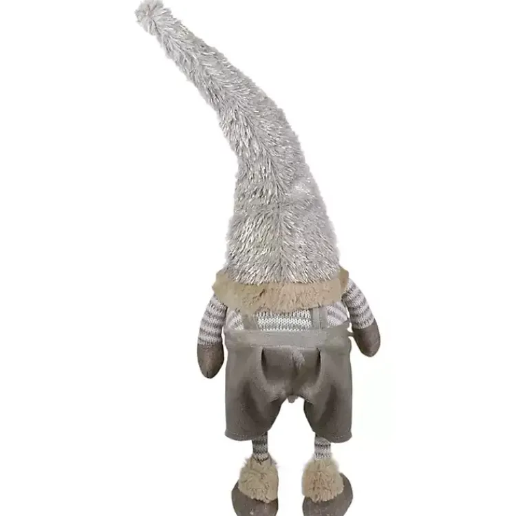 Christmas Decorations>Kirklands Home Neutral Fur Striped Standing Gnome Gray