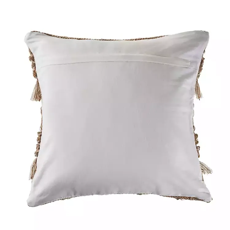Pillows>Kirklands Home Neutral Geometric Fringe Accent Pillow Brown