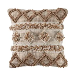 Pillows>Kirklands Home Neutral Geometric Pom Pom Pillow Brown