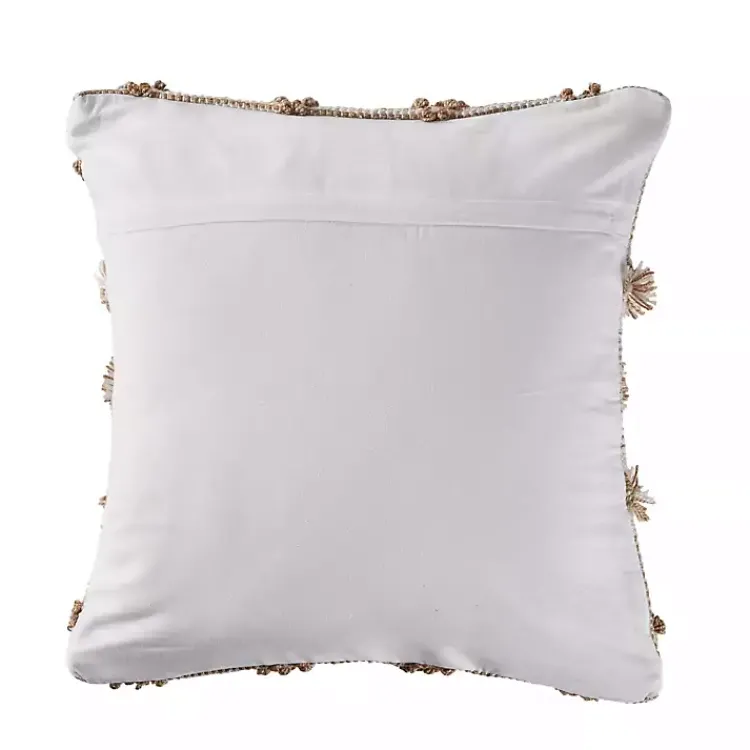 Pillows>Kirklands Home Neutral Geometric Pom Pom Pillow Brown