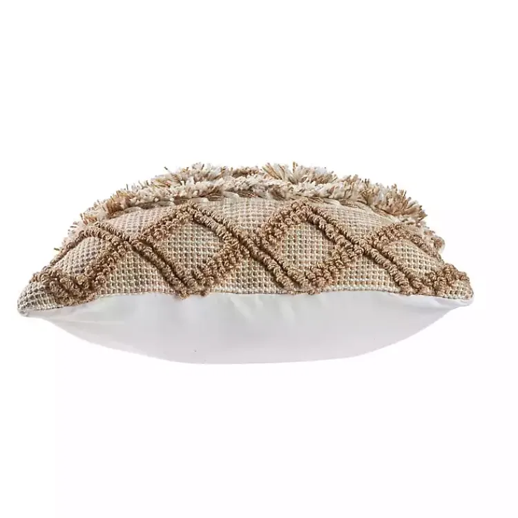 Pillows>Kirklands Home Neutral Geometric Pom Pom Pillow Brown