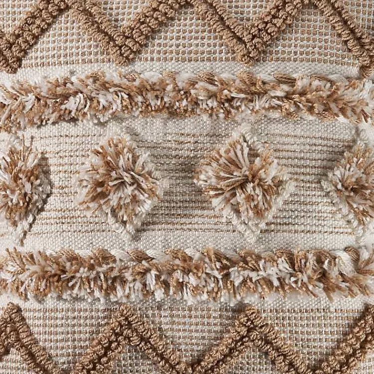 Pillows>Kirklands Home Neutral Geometric Pom Pom Pillow Brown